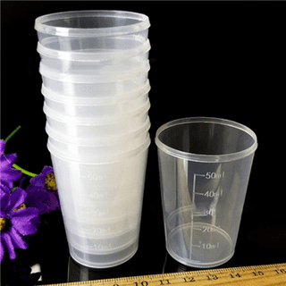 Disposable Measuring Cups for Resin - Pack of 20 8oz Clear Plastic  Measuring Cup for Epoxy Resin, Stain, Paint Mixing - Half Pint Reusable