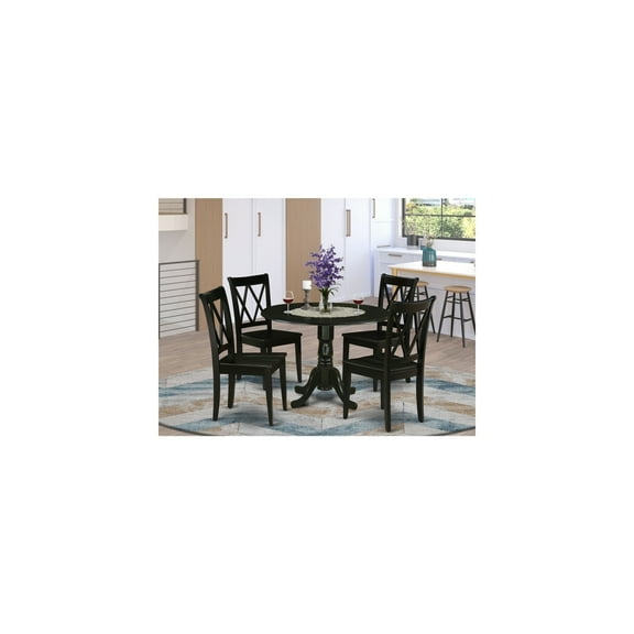 5-Piece Dining Set - Round Table & 4 Chairs - 42" Modern Kitchen Set