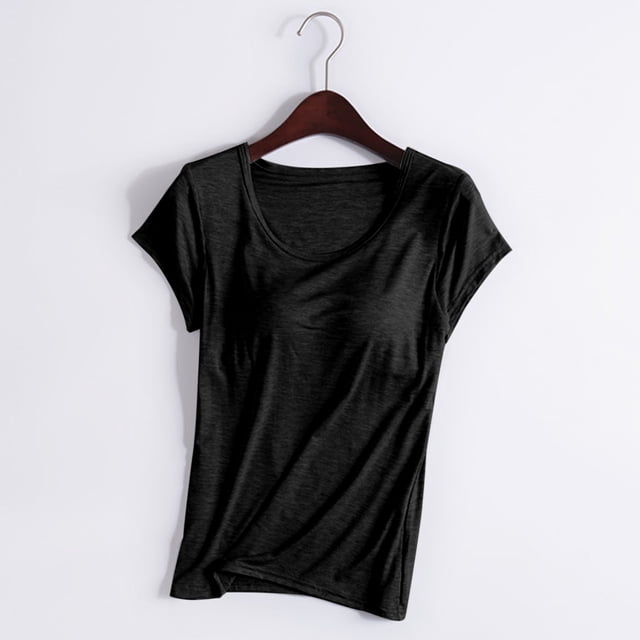 Camisola de manga corta para mujer con almohadilla para el pecho, sin aros de acero, ropa interior para yoga, camiseta deportiva, sujetador de yoga, pijama de poliéster para mujer