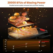 2-Burner Portable Propane Gas Griddle – 20,000 BTU Flat Top Grill for Outdoor Cooking, Camping, Tailgating, and Backyard BBQs
