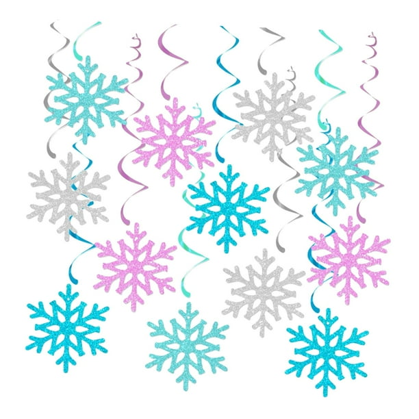 12 copos de nieve colgantes para el techo, , adornos para fiestas temáticas de País de las Maravillas, decoración navideña.
