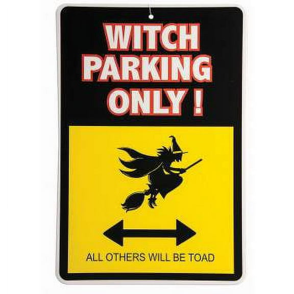 13" Warning Sign Witch Parking Halloween Party Decoration Dcor Prop Funny
