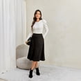 thumbnail image 5 of Faux Suede Midi Skirt for Women Vintage High Waisted A-Line Trendy Fall Winter Business Causal Skirts M, 5 of 8