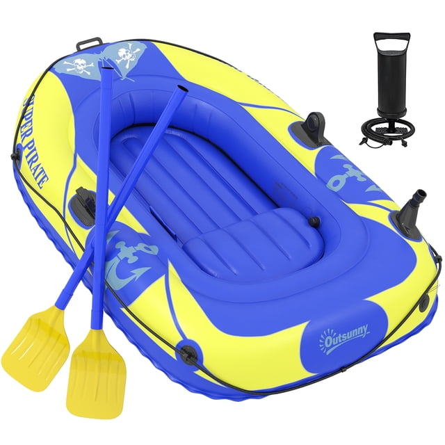 1-2 Person Inflatable Kayak, Recreational Kayak with Rod Holders Dark Blue