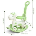 thumbnail image 3 of Wdmiya 4 in 1 Rocking Horse for Toddlers 1-3 Years Old, Baby Rocking Toy Fun Birthday Gift for 1+ Boys Girls, Ride on Toy with Detachable Balance Board，Balance Bike with Push Handle, Green, 3 of 8