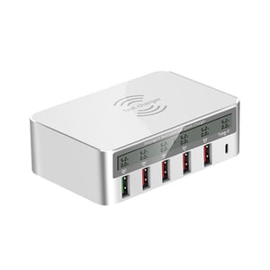 Chargeur de téléphone magnétique, Chargeur sans fil magnétique Affichage Hd sans fil de charge rapide Qc3.0 Chargeur intelligent tête Smart Usb Téléphone universel de prise multi-port