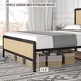 thumbnail image 3 of Bingirl Full - Size Platform Bed Frame with Rattan Headboard and Footboard: Black Metal Frame, No Box Spring Needed, Noise - Free & Easy to Assemble, 3 of 8