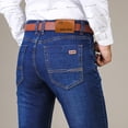 thumbnail image 2 of Pantalones vaqueros de negocios para hombre, Jeans elásticos, informales, clásicos, azules y negros, ropa de marca, 2 of 3