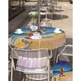 thumbnail image 5 of Fsddascl Coastal Santa Christmas Outdoor Tablecloth - 54 Inch Round Dining Table Cover, Blue Xmas Beach Seaside Waterproof Outdoor Table Cloth with Umbrella Hole & Zipper for Picnic/Patio/Party, 5 of 7