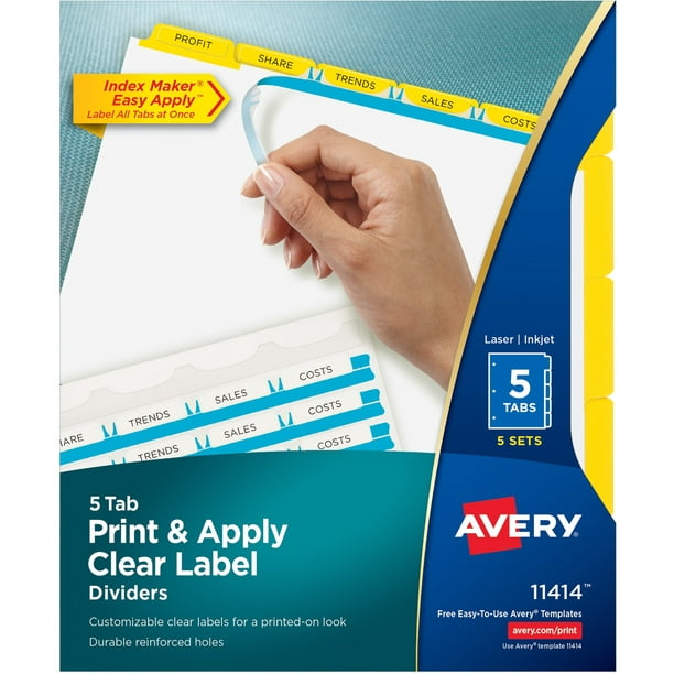 Avery Print & Apply Clear Label Dividers, Index Maker(R) Easy Apply(TM ...