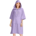 thumbnail image 2 of Fesfesfes Unisex Hooded Bathrobe Super Absorbent Quick Drying Beach Cover Up for Swimming Pool Surf and Travel Soft Bathing Wrap with Pockets for Men Women(Purple,Free Size), 2 of 4
