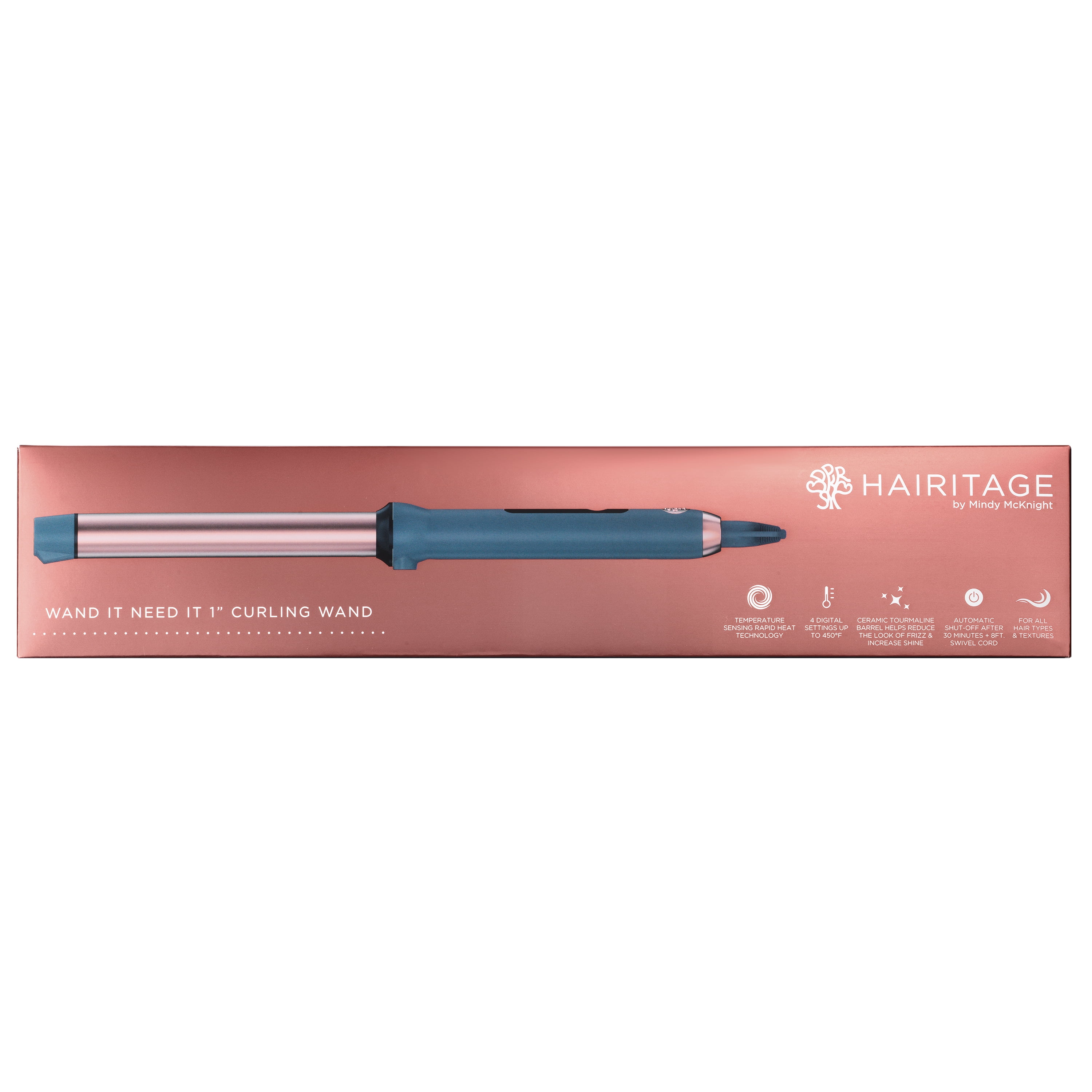 Hairitage Wand It Need It Extra-Long 1 inch Ceramic Tourmaline Curling Iron Wand for Long Hair