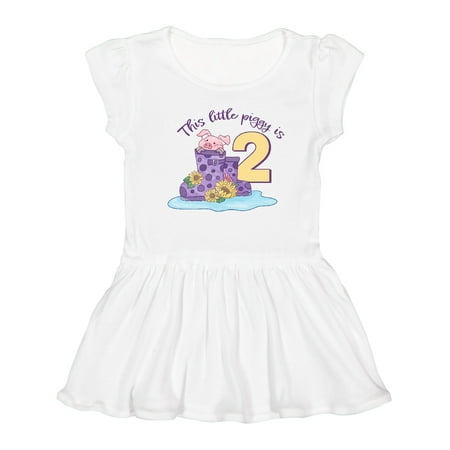 

Inktastic This Little Piggy is 2 Cute Baby Pig in Purple Rain Boots Girls Toddler Dress