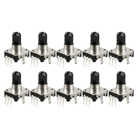 360 Degree Rotary Encoder Code Switch Digital Potentiometer 5 Pins 14.3mm D-Shaft 10 pcs