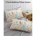 thumbnail image 2 of Colorful Floral Pillow Cases Standard Size Set of 2 - Microfiber Bed Throw Pillow Covers, Farmhouse Vintage Dragonfly Butterfly Flower Decorative Lumbar Pillow Cover with Envelope Closure 20"x26", 2 of 6