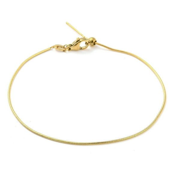 10pcs 304 Stainless Steel Add a Bead Adjustable Snake Chains Bracelets for Women Golden 21.4x0.1cm.