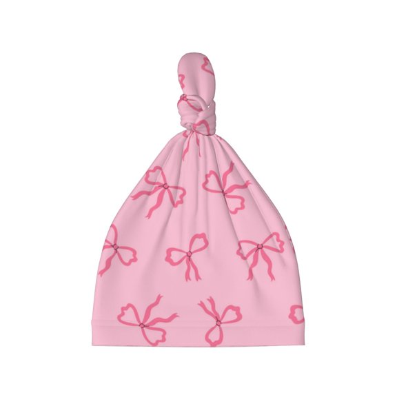 Picia Pink Bows Printed Preemie Hats for Baby Girls Cotton Premature Knot Hats Newborn Hospital Cap Warm Knot Beanie Nicu for Preemie Girls and Boys