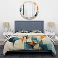 thumbnail image 3 of Designart "Orange Blue Mid Century euphony In Geometry I" Mid-Century Bedding Covert Set - Abstract Midcentury Orange Abstract Bed Set With 2 Shams, 3 of 6