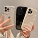 thumbnail image 2 of Wave Pattern Solid Color Cream For iPhone 15 14 13 12 11 Pro Max Mini Transparent Yellow Resistant Couple White Clear Phone Case, 2 of 5