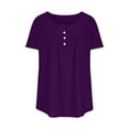 thumbnail image 3 of Mittory Women's Plus Size Henley Shirts Pleated Buttons Up Tunics Summer Short Sleeve Flowy Tops, 3 of 5
