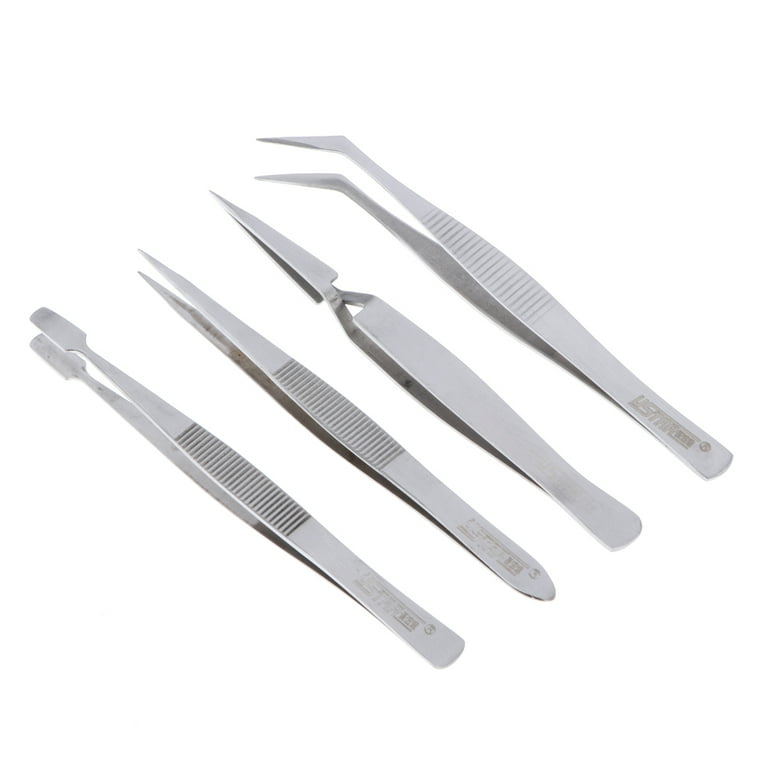 DYNWAVE Pack of 4 Professional Craft Tweezers Set for Hobby, Electronics, Model Making, Jewelry Picking Tool, Size: As described, Other