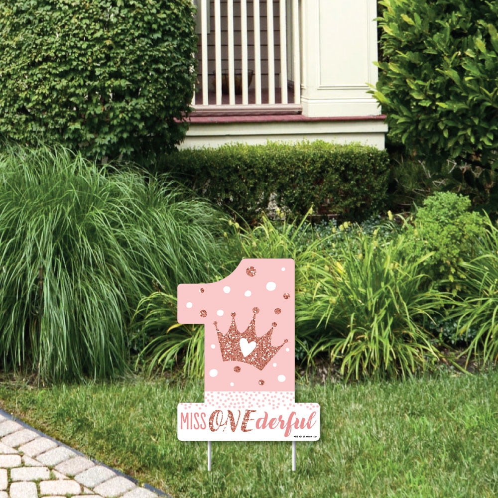1st Birthday Little Miss Onederful - Outdoor Lawn Sign - Girl First Birthday Party Yard Sign - 1 Piece