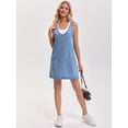 thumbnail image 3 of DARING DIVA Women's Loose Sleeveless Pinafore Mini Denim Dresses 2XL Sky Blue, 3 of 7