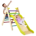 thumbnail image 1 of Gymax 2-in-1 Wooden Climbing Triangle Set Triangle Climber w/ Ramp Multi-color, 1 of 10