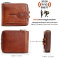 thumbnail image 2 of CHANPINCL Cartera de Cuero Genuino para Hombre con RFID y Zíper, Gran Capacidad para Licenciar el Conducir, Bolsillo Multifuncional para Monedas (Marrón Amarillento), 2 of 6