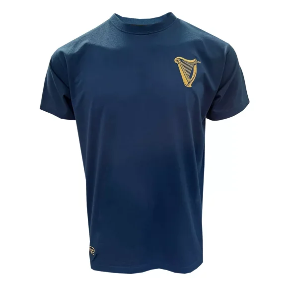 Traditional Craft Ireland Short Sleeve Airforce Blue Vintage Harp Label T-Shirt for Men