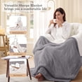 thumbnail image 4 of ThermaSnug Flannel to Sherpa Electric Heated Throw Blanket, 50"x60" Heating Throw Blanket, Adjustable Heat Settings, Extremely Soft and Comfortable, Machine Washable, Light Grey, 4 of 8