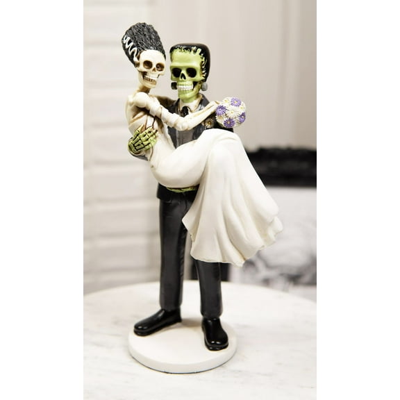 Ebros Day Of The Dead Wedding Skeleton Frankenstein Skull Bride & Groom Figurine
