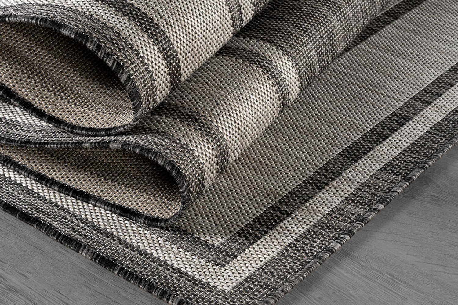 Beverly Rug Floral Bordered Washable Outdoor Indoor Area Rugs 9x12 Dark Gray
