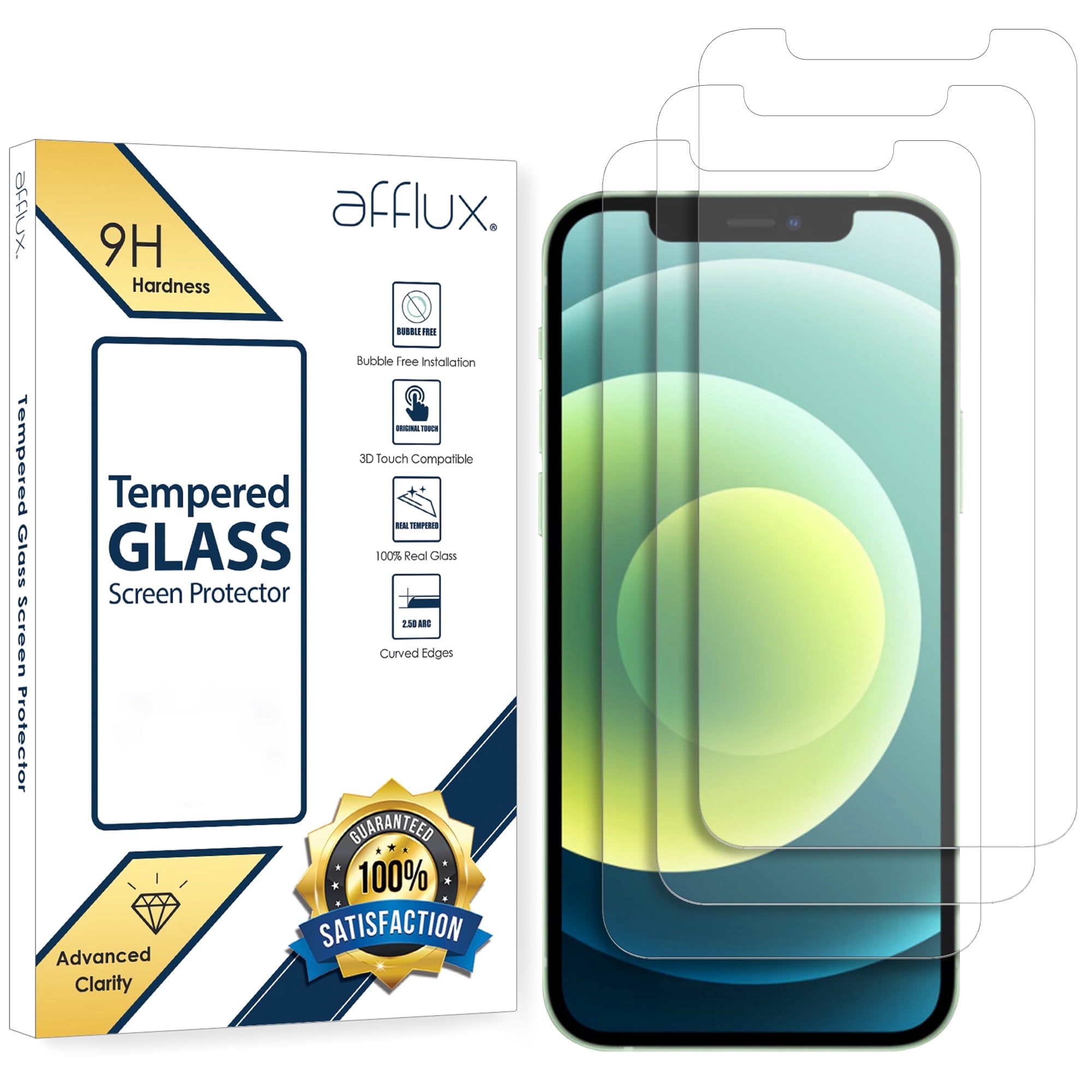 TTECH (3 Pack) Glass Screen Protector for iPhone 12, iPhone 12 Pro, iPhone 11, and iPhone XR (10R) - Case Friendly (Easy Install) Tempered Glass Film (6.1 Inch)