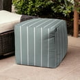 thumbnail image 6 of HomeRoots 17" Blue Cube Striped Indoor Outdoor Pouf Cover, 6 of 6