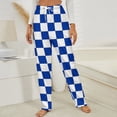 thumbnail image 3 of Blue And White Kentucky Checkerboard Winter Female Pants Flannel High Waist Women Pants Lady Warm Straight Leg Plush Trousers, 3 of 7