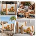 thumbnail image 5 of Orange Fall Outdoor Waterproof Pillow Covers, Thanksgiving Sunflower Pumpkin Stripe Decorative Square Throw Pillowcase Sofa Cushion Sham for Patio/Couch/Chair, 16"x16" 2 Pack, 5 of 8