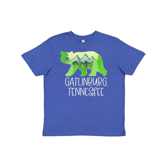 Inktastic Gatlinburg, Tennessee Mountains and Bear Shape Youth T-Shirt