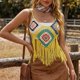 thumbnail image 2 of Mujeres de Verano Tops Casual Gancho de Mano Color Mixto Patchwork Strapless Borded Top para las Mujeres de Verano, Moda Casual Ligero, 2 of 5