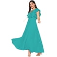 thumbnail image 2 of eloria Women's Ruffels Sleeve Party Wear Dress A-line Fit & Flare Long Dress Size: 3XL | Color: Teal, 2 of 5