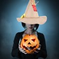 thumbnail image 3 of Sombrero de bruja elegante de ala ancha, sombrero de bruja para Halloween, sombrero de cosplay, accesorio para decoración de fiesta, 3 of 8