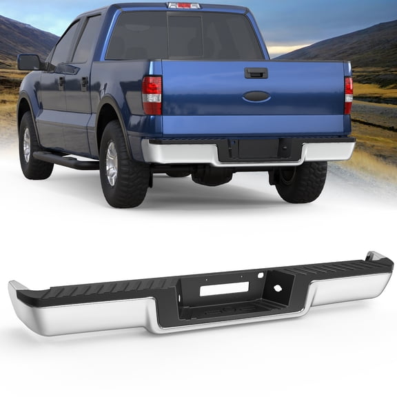 Chrome Rear Step Bumper Assembly For 2004 2005 2006 Ford F-150 W/o Sensor Holes