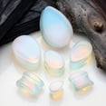 thumbnail image 2 of A Pair of Opalite Stone Teardrop Double Flared Ear Gauge Plug, 2 of 3