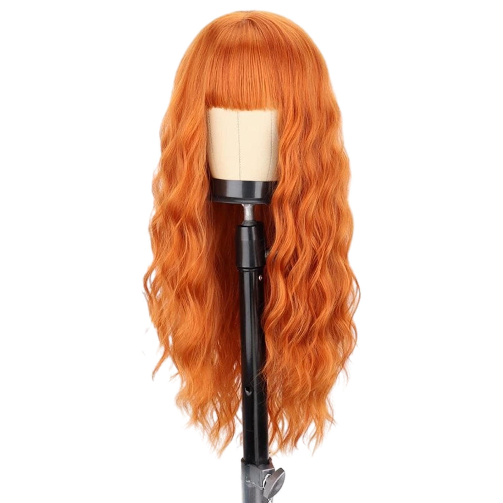 YSGFHGJW Human Hair Wig,Long Curly Wig With Bangs Hair Wig For Women Synthetic Natural Wig Various Colors Available Daily Wear Party And Cosplay Soft Wig,Orange