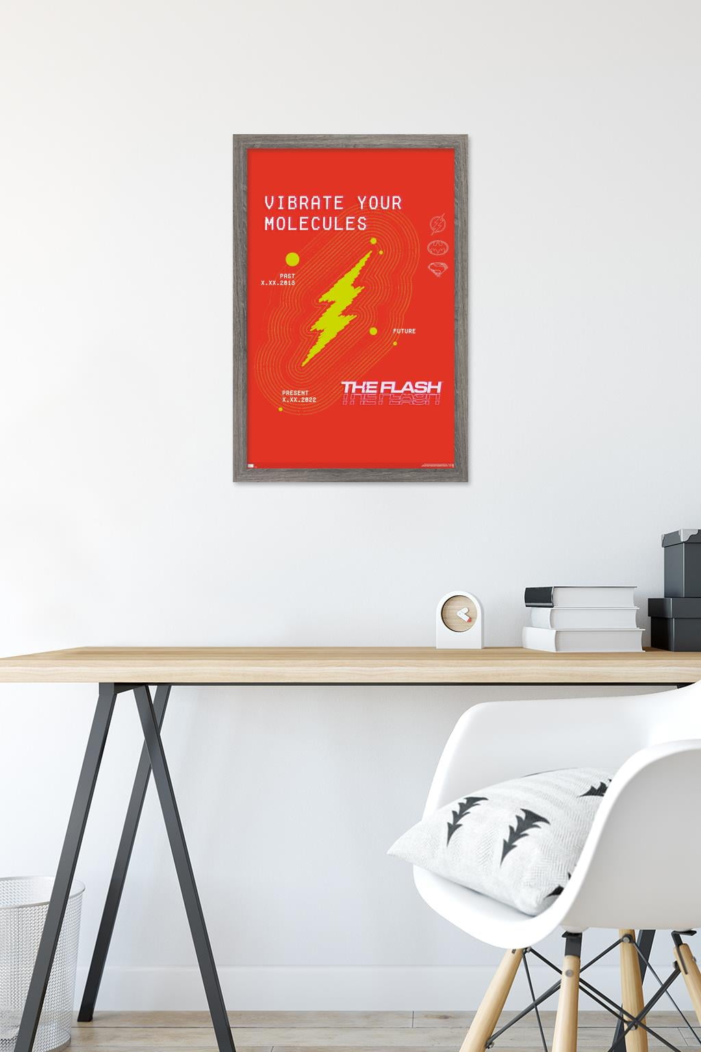 DC Comics Movie The Flash - Vibrate Your Molecules Wall Poster, 14.725" x 22.375" Framed