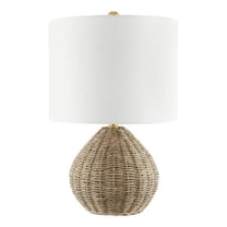 Open Box Glenwood 20 in. Round Brown/Brass Gold Rattan Table Lamp