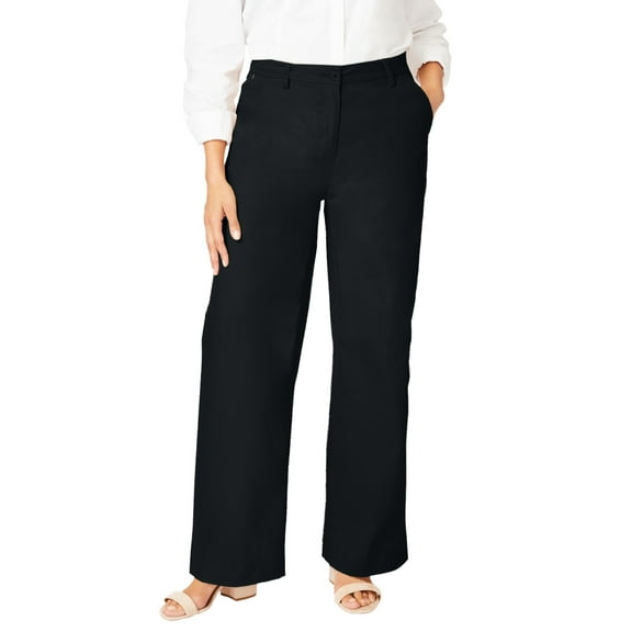 Jessica London Women's Plus Size Petite Stretch Cotton Chino Wide-Leg Trouser