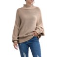 thumbnail image 3 of Kmbangi Pull pour Femmes, Col Roulé Uni Manches Ballon Tricot, 3 of 7