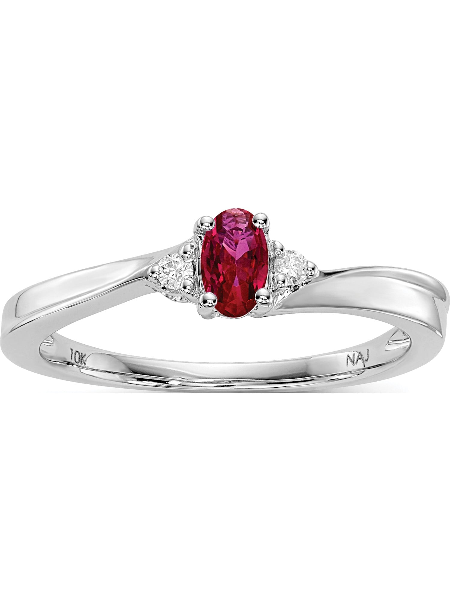 Sterling Silver Rhodium-plated Created Ruby Birthstone Ring | Walmart