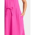 thumbnail image 3 of Time and Tru Women's Cotton Double Cloth Tiered Midi Dress, Sizes XS-XXXL, 3 of 4